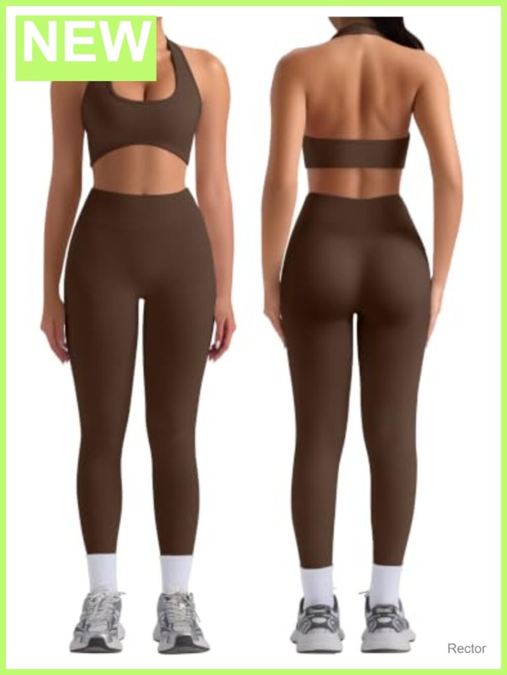Women's Seamless Halter Sports Bra & High Waist Leggings Workout Set